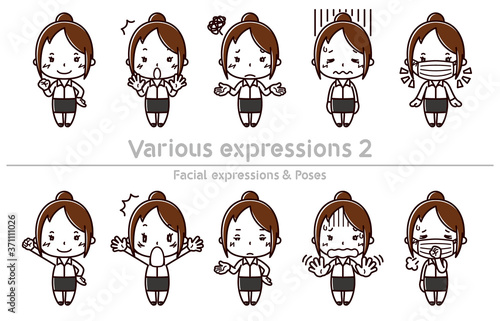 Facial expressions & Poses set / Various expressions2 / Female office worker