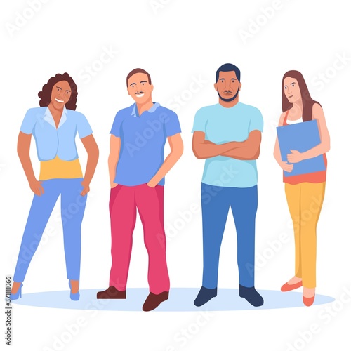multi ethnic group of people standing together. society diversity illustration concept
