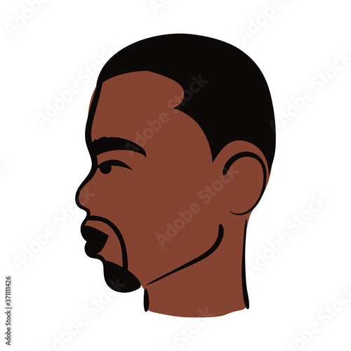 profile young afro man ethnicity with beard flat style icon