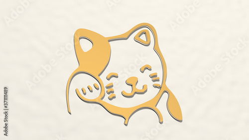 KITTY 3D drawing icon - 3D illustration for cat and cute photo