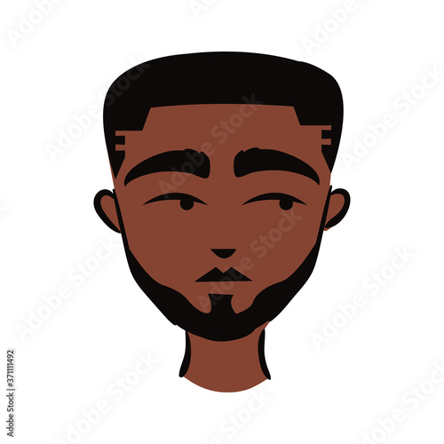 young afro man ethnicity with beard flat style icon