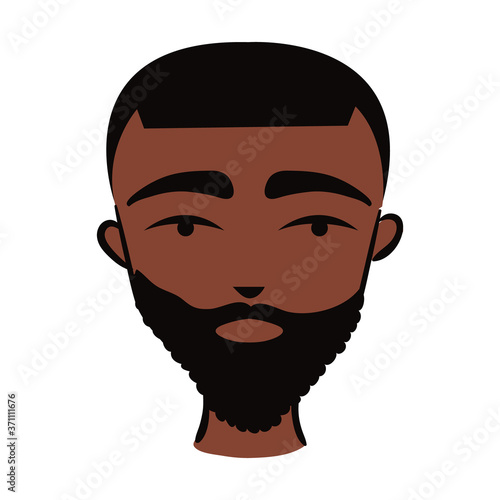 young afro man ethnicity with beard flat style icon