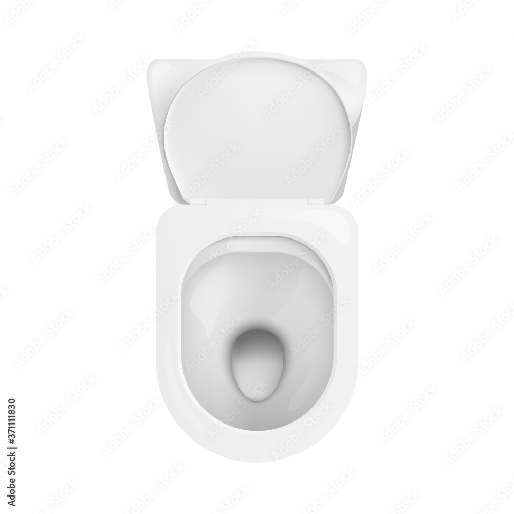 Super clean ceramic toilet bowl seen from top view modern lavatory fixture Stock Vector