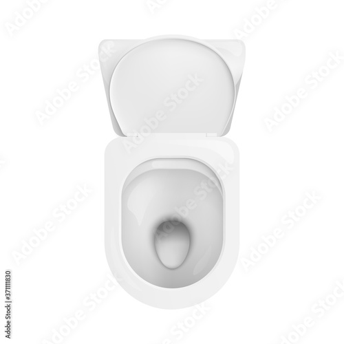 Super clean ceramic toilet bowl seen from top view - modern lavatory fixture