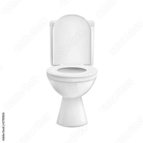 White clean toilet bowl seat, realistic vector mockup illustration isolated.