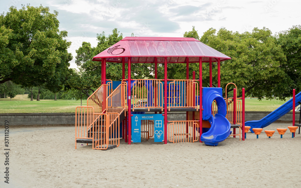 Playground structure in the city park without kids Playground structure in the city park without kids