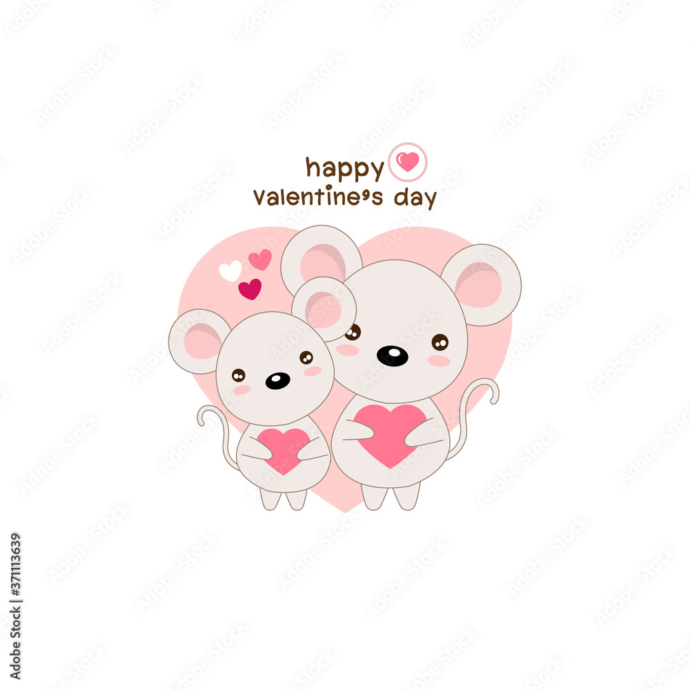 Cute mouse couple fall in love. Valentine's day card. Cute mouse couple fall in love. Valentine's day card.