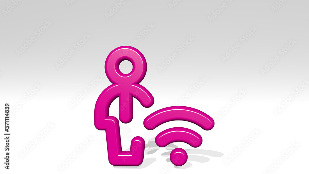 SINGLE MAN ACTIONS WIFI 3D icon casting shadow - 3D illustration for background and isolated SINGLE MAN ACTIONS WIFI 3D icon casting shadow - 3D illustration for background and isolated