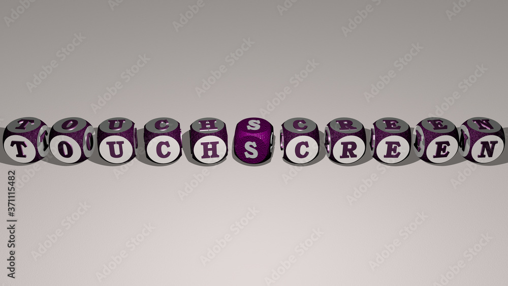 touchscreen combined by dice letters and color crossing for the related meanings of the concept for illustration and business touchscreen combined by dice letters and color crossing for the related meanings of the concept for illustration and business