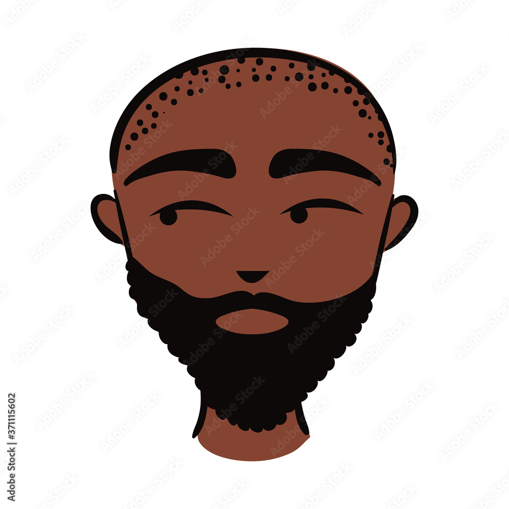 young afro man ethnicity with beard and bald flat style icon young afro man ethnicity with beard and bald flat style icon