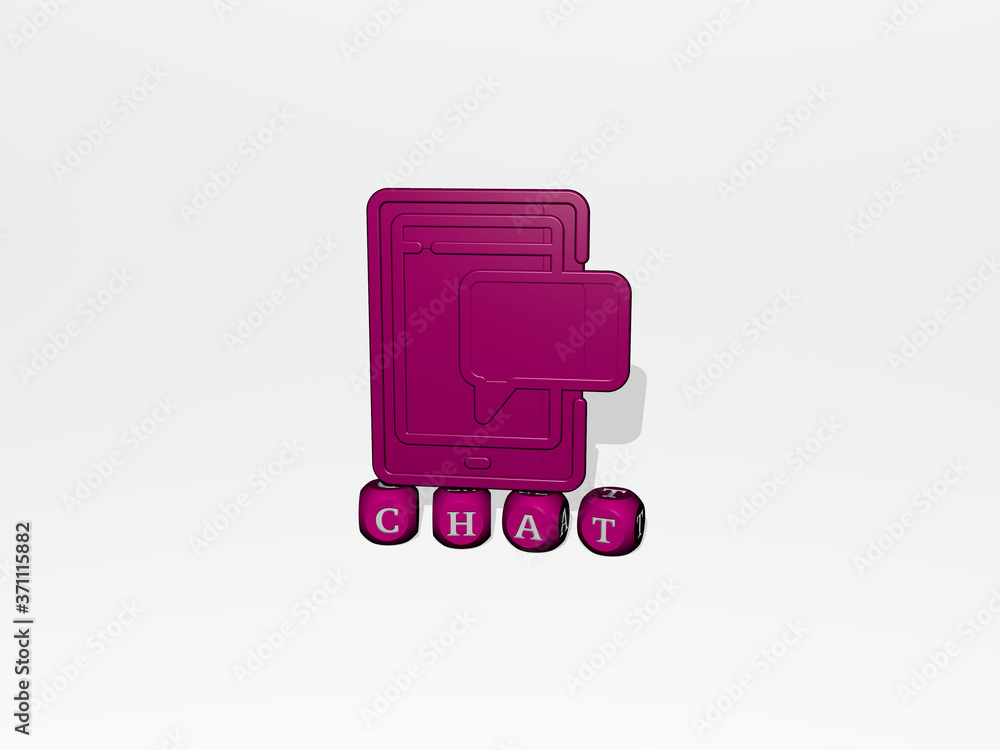 Fototapeta premium CHAT 3D icon over cubic letters - 3D illustration for communication and business