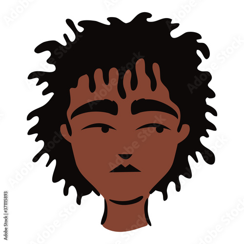 young afro man ethnicity with long hair flat style icon