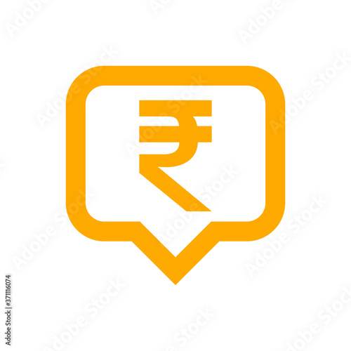 rupee currency symbol in speech bubble square shape for icon, rupee money for app symbol, simple flat rupee money orange, currency digital rupee coin for financial concept