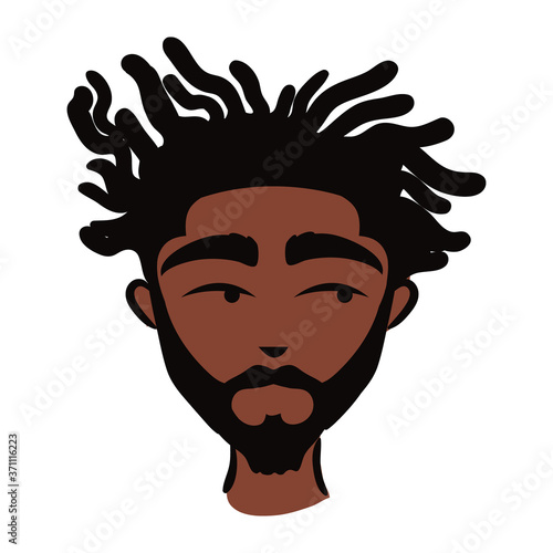 young afro man ethnicity with beard flat style icon