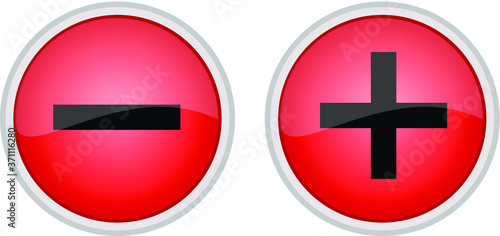 set of buttons with symbols, plus and minus