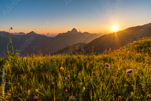 Sunset tour in the Kleinwalsertal Allgau Alps