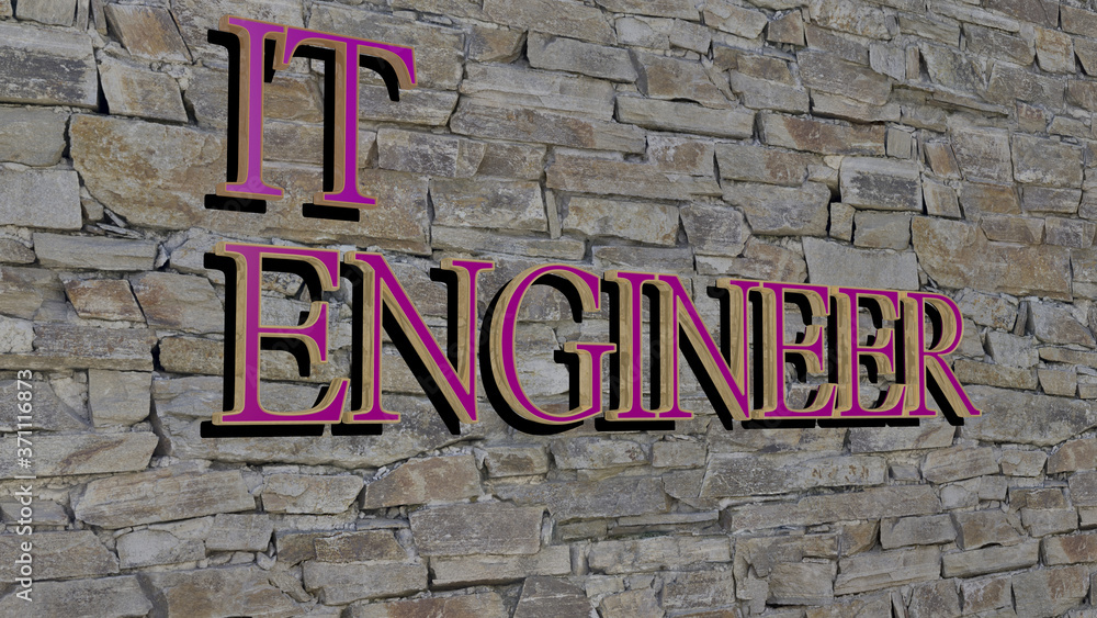 it engineer text on textured wall - 3D illustration for construction and business it engineer text on textured wall - 3D illustration for construction and business