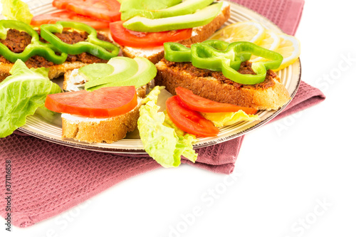 Sandwiches on beige plate