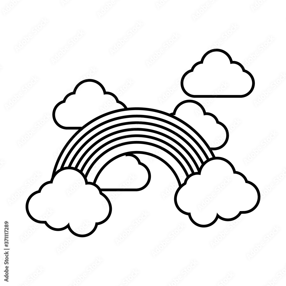 cute rainbow and clouds weather line style cute rainbow and clouds weather line style