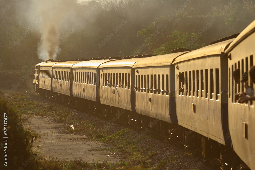 Fototapeta premium Thai train in the evening light.