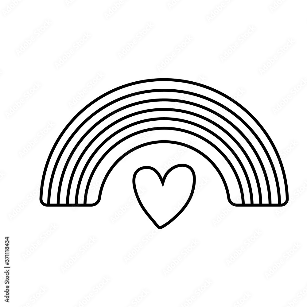 cute rainbow weather with heart line style icon