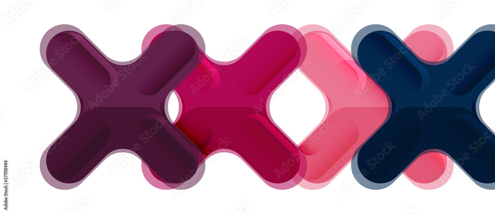 Glossy multicolored plastic style cross composition, x shape design, techno geometric modern abstract background. Trendy abstract layout template Glossy multicolored plastic style cross composition, x shape design, techno geometric modern abstract background. Trendy abstract layout template