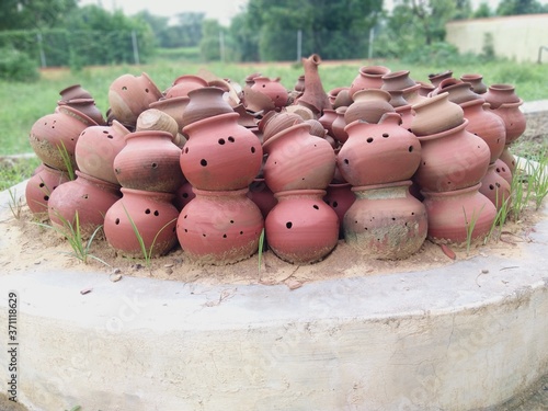 clay pots in the garden