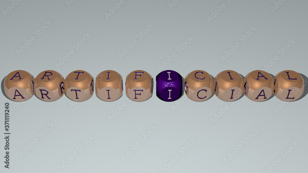 artificial text by cubic dice letters - 3D illustration for background and concept artificial text by cubic dice letters - 3D illustration for background and concept