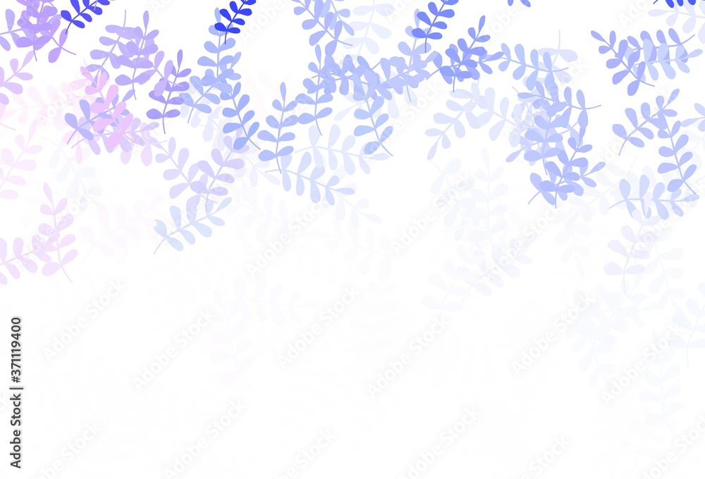 Light Pink, Blue vector elegant template with leaves.