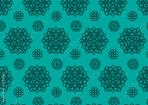 曼荼羅　花　タイル　シームレス　パターン　mandala flower  tile seamless pattern