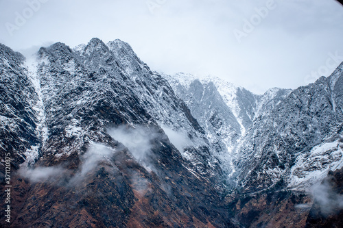 Mountains Covered by Snow, Auli, Joshimath, Uttarakhand photo