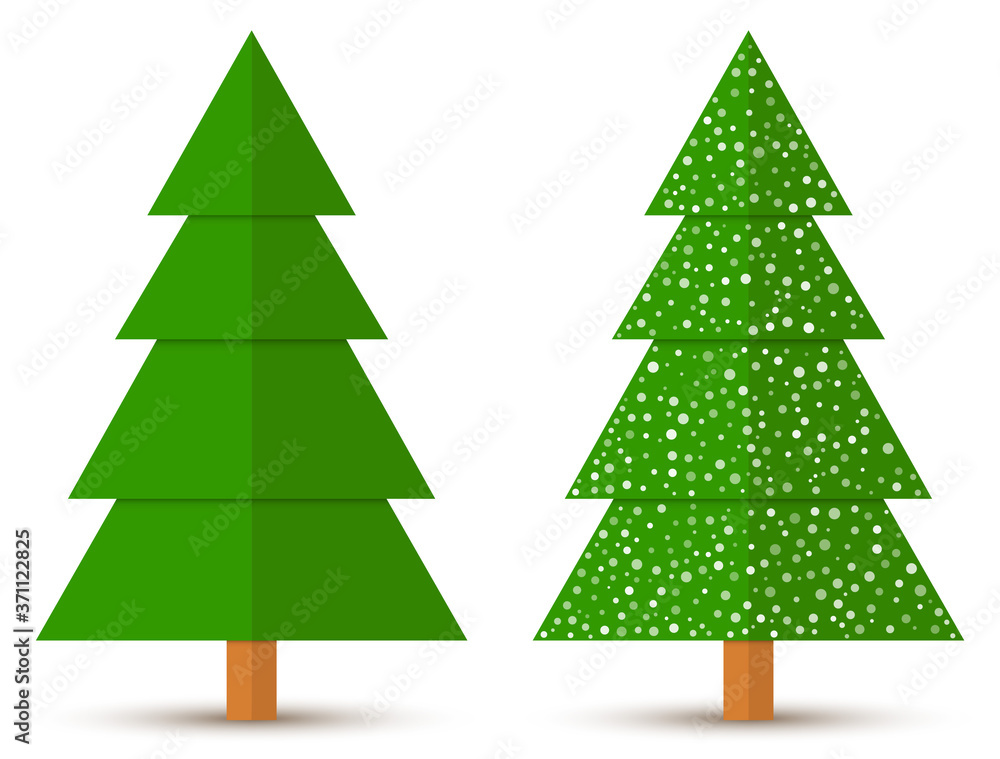 Set of abstract geometric coniferous trees with and without snow isolated on a white background. EPS10 vector file Set of abstract geometric coniferous trees with and without snow isolated on a white background. EPS10 vector file