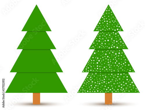 Set of abstract geometric coniferous trees with and without snow isolated on a white background. EPS10 vector file