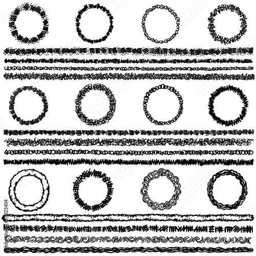 vector set of black and white borders