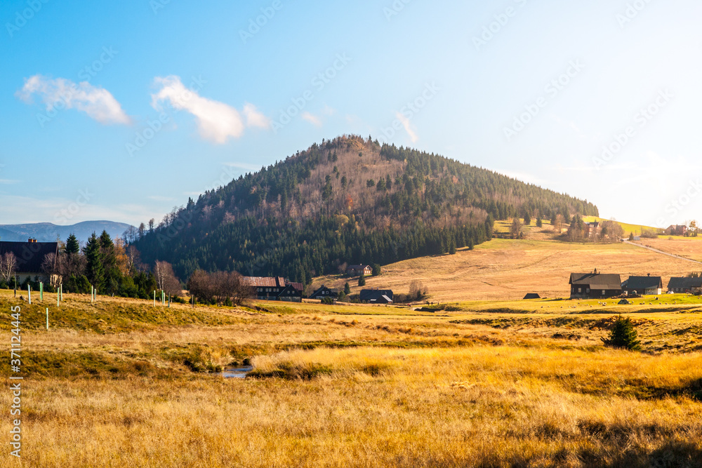 Jizerka Village with Bukovec Hill, Jizera Mountains, Czech Republic