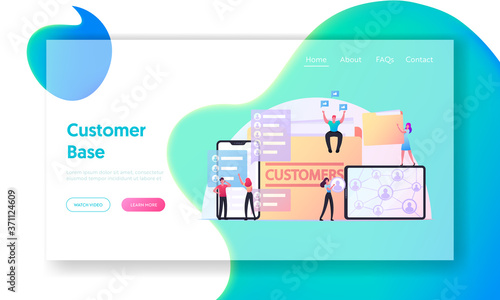 Business Characters Expand Customers Base Attracting New Clients Landing Page Template. Referral Program Management