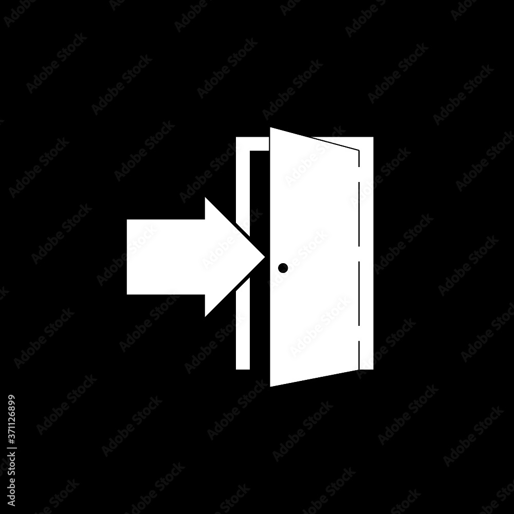 Exit door icon isolated on dark background Exit door icon isolated on dark background