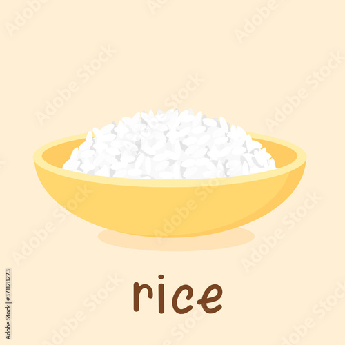 Rice in a bowl icon vector.
