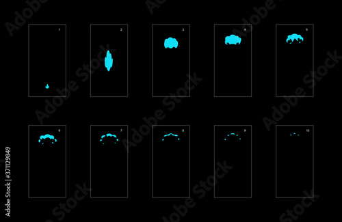 Smoke effect. blue smoke animation sprite sheet. classic smoke effect animation for game or cartoon or animation. vector style animation effect 1728.