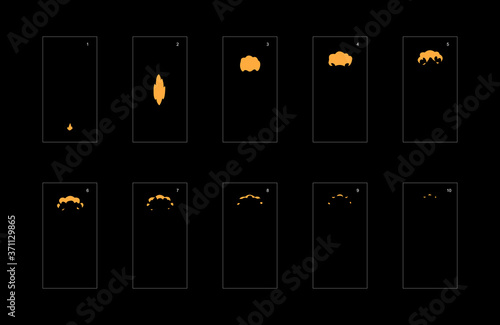 Smoke effect. dust smoke animation sprite sheet. classic dust smoke effect animation for game or cartoon or animation. vector style animation effect 1729.