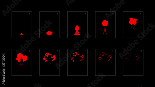 Smoke effect. fire smoke animation sprite sheet. classic fire smoke effect animation for game or cartoon or animation. vector style fire animation effect 1736.