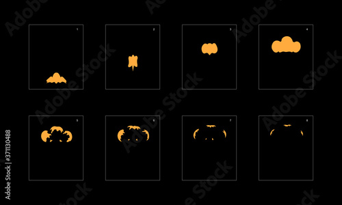 Smoke effect. dust smoke animation sprite sheet. classic dust smoke effect animation for game or cartoon or animation. vector style animation effect 1741.