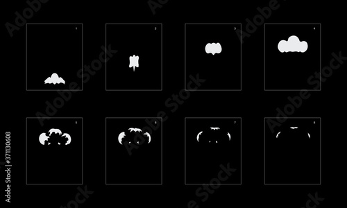 Smoke effect. smoke animation sprite sheet. classic smoke effect animation for game or cartoon or animation. vector style animation effect 1739.