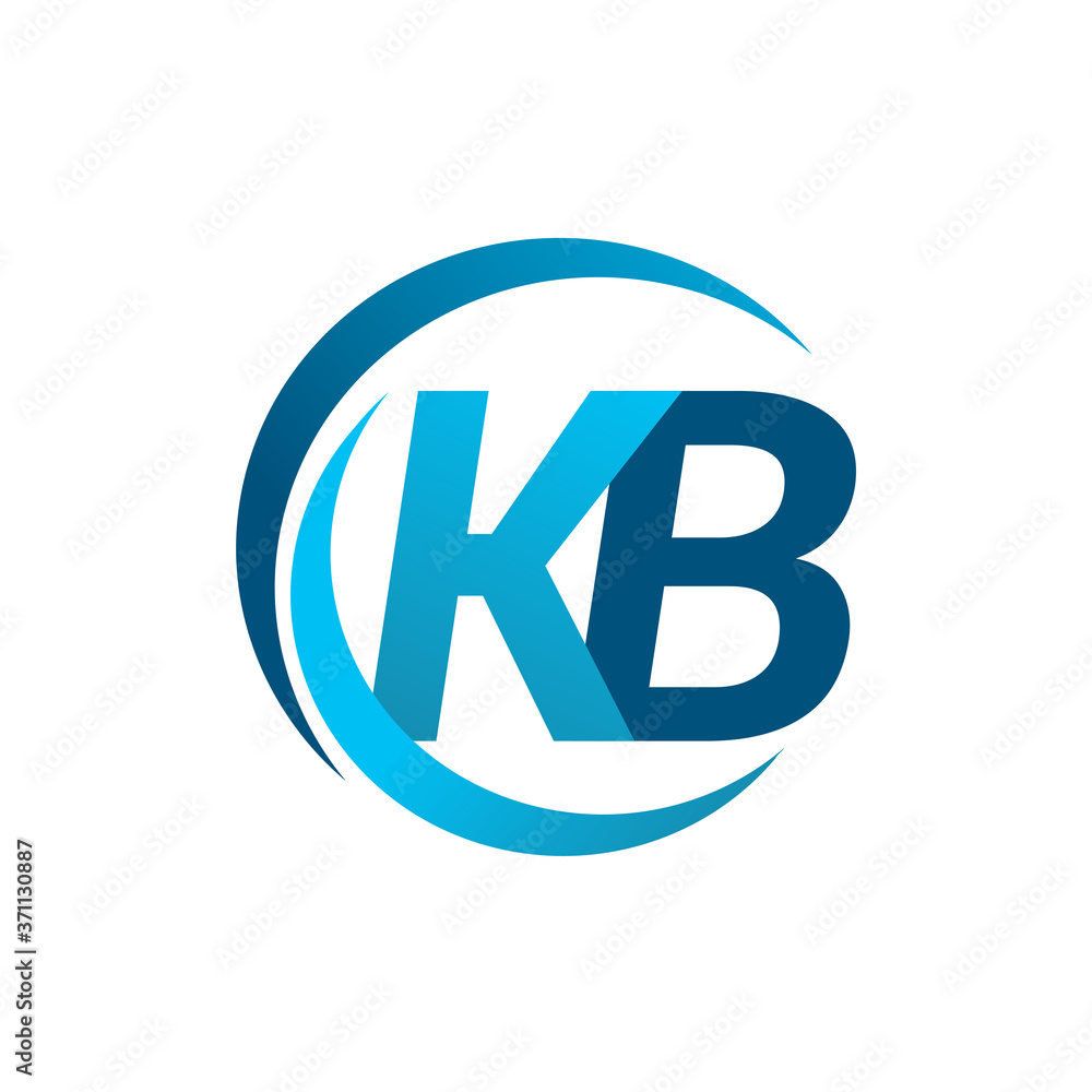 Kb Name initial letter KB logotype company name blue circle and swoosh design ...