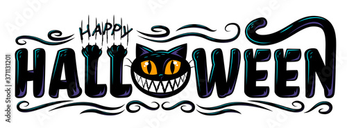 Happy Halloween Text Banner, Vector