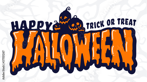 Happy Halloween Text Banner, Vector