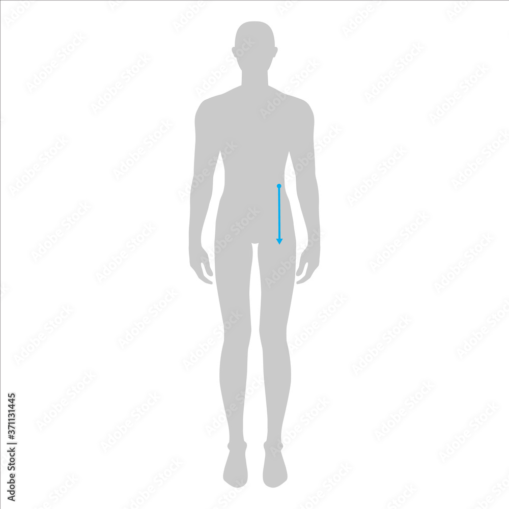 Men to do body rise measurement fashion Illustration for size chart. 7.5 head size boy for site or online shop. Human body infographic template for clothes. Men to do body rise measurement fashion Illustration for size chart. 7.5 head size boy for site or online shop. Human body infographic template for clothes.