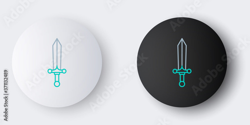 Line Medieval sword icon isolated on grey background. Colorful outline concept. Vector.
