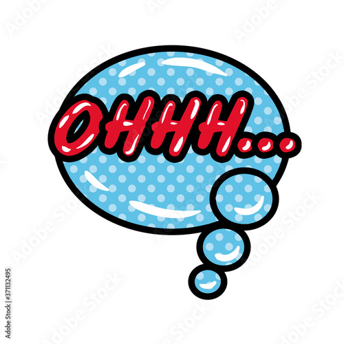 speech bubble with expresion ohhh word pop art flat style