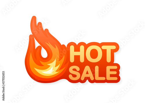 Fire hot sale. Vector design element. Red banner vector. Special offer badge. Modern promotion template. Summer sale banner template. Vector illustration.